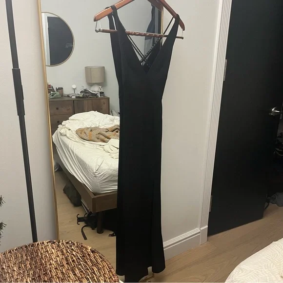 Black Deep V Formal Dress - Picture 3 of 5